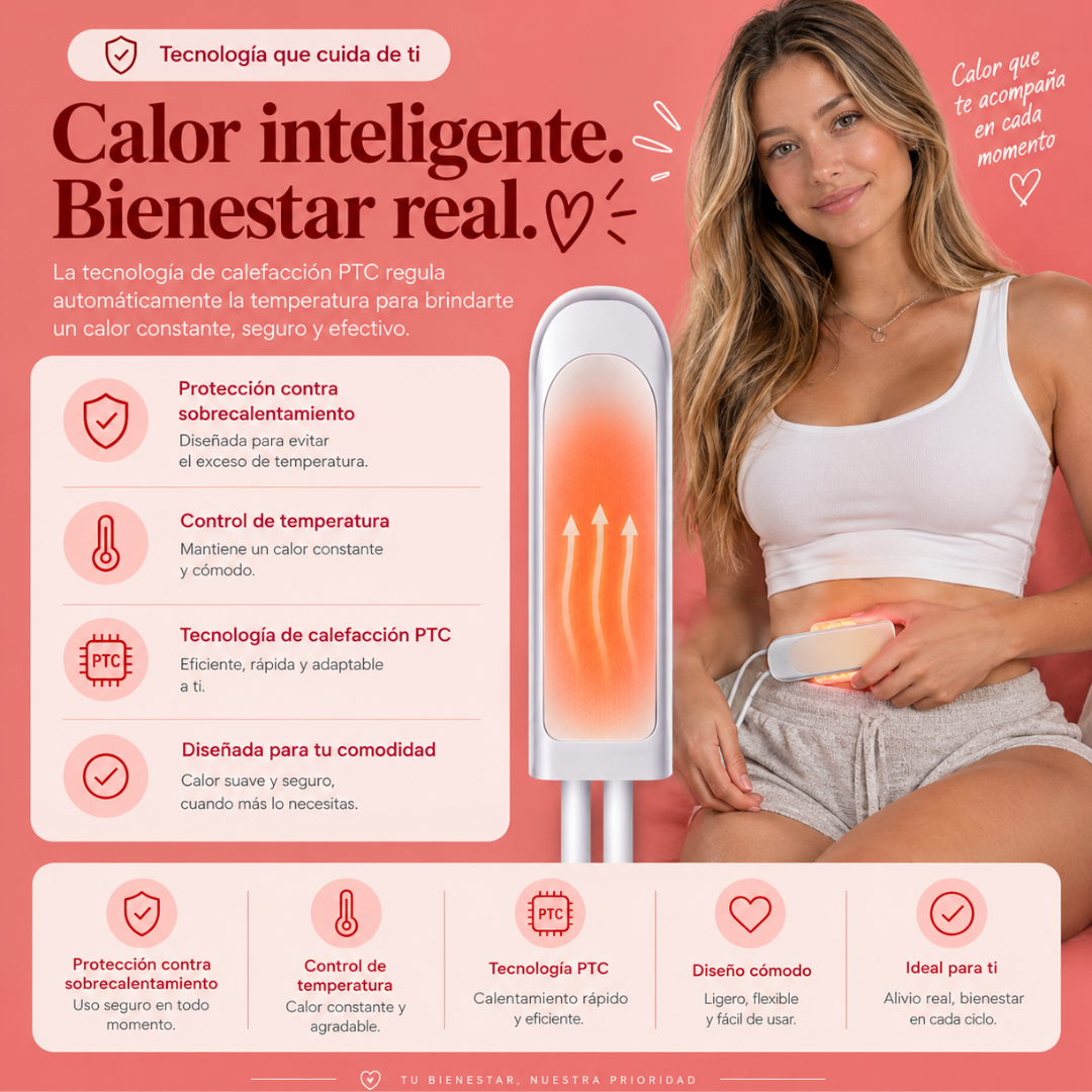 Almohadilla Térmica para Cólicos con Luz Roja y Vibración