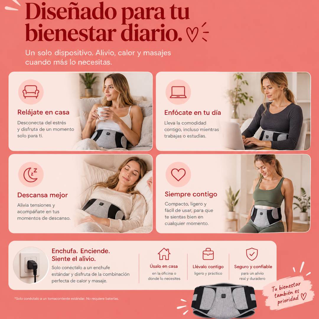 Almohadilla Térmica para Cólicos con Luz Roja y Vibración